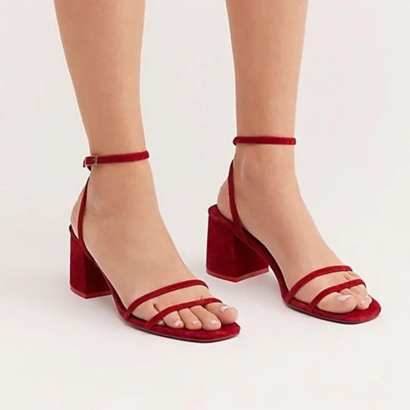 Free People Shoes Free People Gabby Red Suede Ankle Strap
